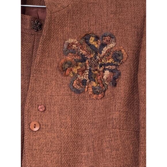 JOHN MEYER BROWN LONG LINE PANT SUIT BEADED EMBROIDERED SIZE 10 - Picture 3 of 16